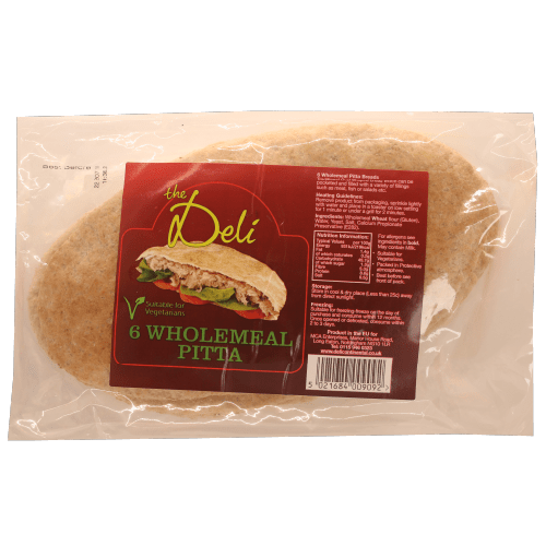 THE DELI LARGE WHOLEMEAL PITTA BREAD - 6PK - THE DELI