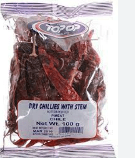 TOP - OP CHILLI WHOLE WITH STEM - 100G - TOP - OP