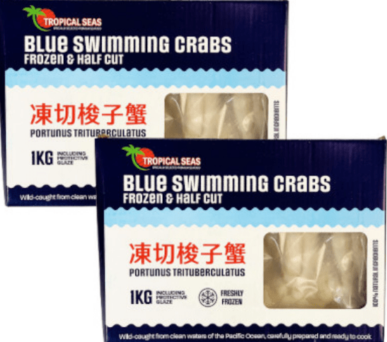 TROPICAL SEAS.BLUE SWIMMING HALF CUT CRAB 1KG - TROPICAL SEAS