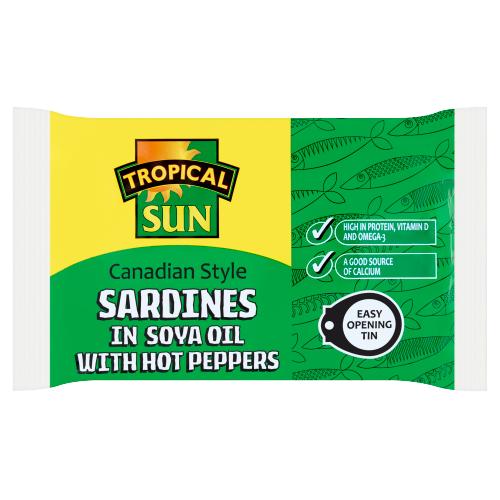 TROPICAL SUN CANADIAN SARDINES IN SOY OIL - 106G - TROPICAL SUN