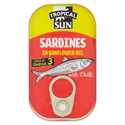 TROPICAL SUN SARDINES WITH CHILLI - 125G - TROPICAL SUN