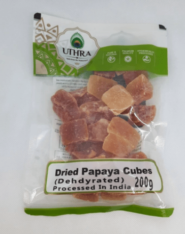 UTHRA DRIED PAPAYA CUBES - 200G - UTHRA