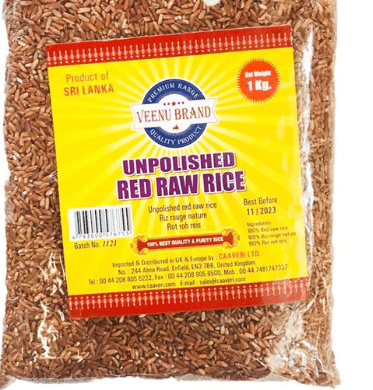 VEENU UNPOLISHED RED RAW RICE 1KG - VEENU