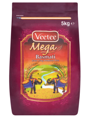 VEETEE MEGA BASMATI EXTRA LONG PREMIUM RICE 5KG - VEETEE