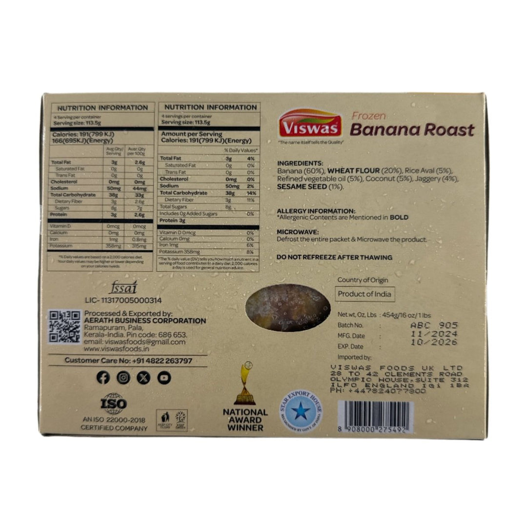 Viswas Frozen Banana Roast - 454g - VISWAS