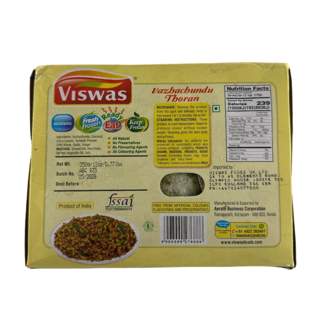 Viswas Frozen Vazhachundu Thoran (ready To Eat) - 350g - VISWAS