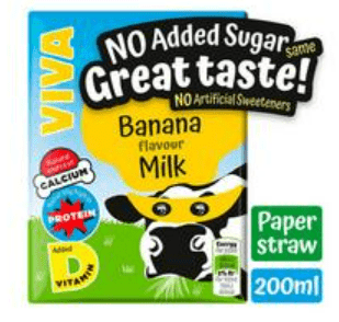 VIVA BANANA MILK NO ADDED SUGAR - 200ML - VIVA