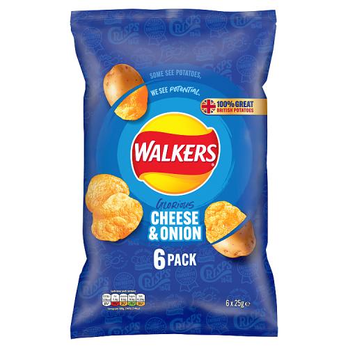 WALKERS CHEESE & ONION 6PK - 25G - WALKERS