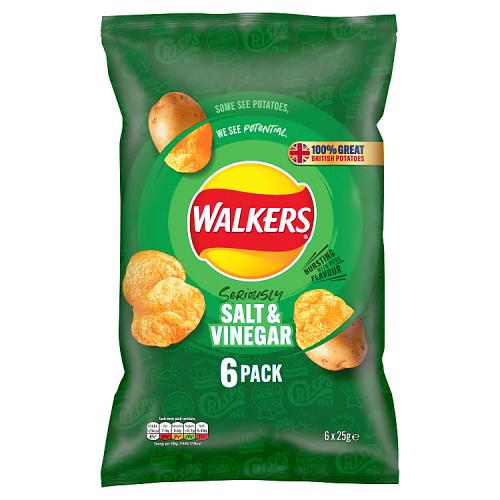 WALKERS SALT & VINEGAR 6PK - 25G - WALKERS