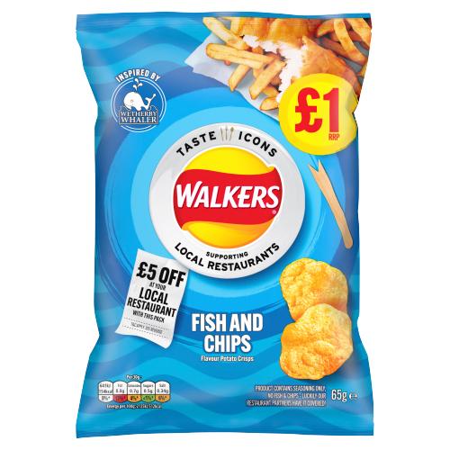 WALKERS TASTE ICONS FISH & CHIPS - 65G - WALKERS