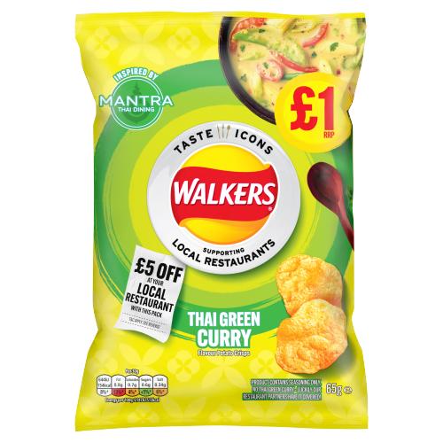 WALKERS TASTE ICONS THAI GREEN CURRY - 65G - WALKERS