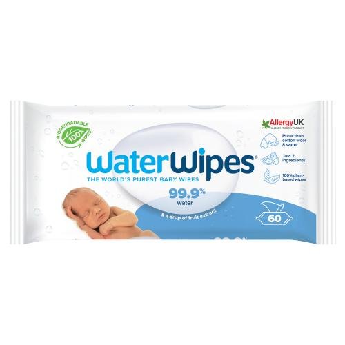 WATERWIPES SENSITIVE NEW BORN BIODEGRADABLE BABY WIPES - 60PK - WATER