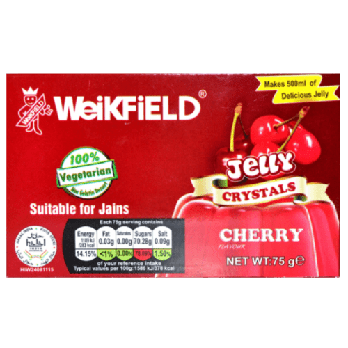 WEIKFIELD VEGETARAIAN JELLY CRYSTALS CHERRY FLAVOUR - 75G - WEIKFIELD