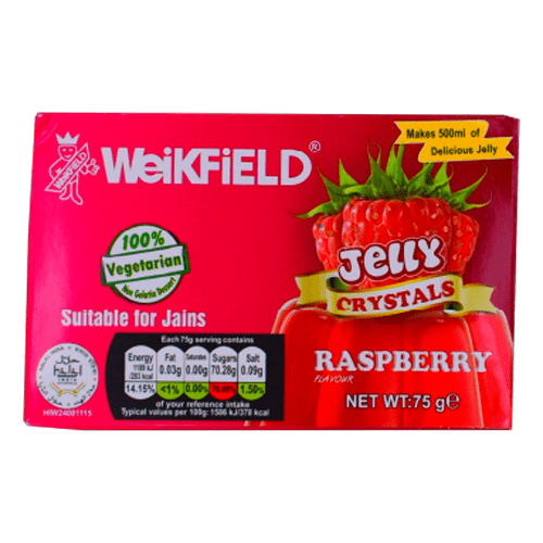 WEIKFIELD VEGETARAIAN JELLY CRYSTALS RASPBERRY FLAVOUR - 75G - WEIKFIELD