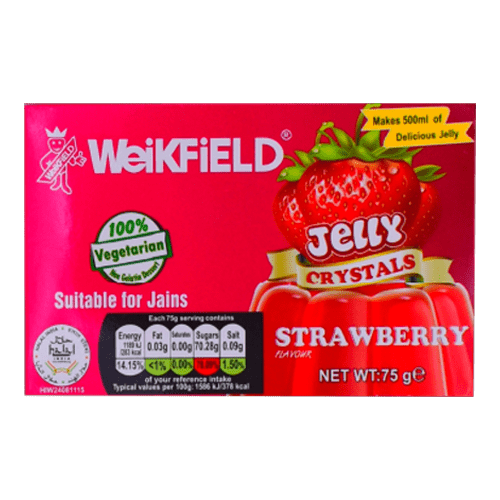 WEIKFIELD VEGETARIAN JELLY CRYSTALS STRAWBERRY FLAVOUR - 75G - WEIKFIELD