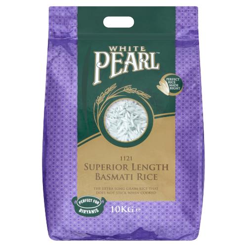 WHITE PEARL SUPERIOR LENGTH BASMATI RICE - 10KG - WHITE PEARL