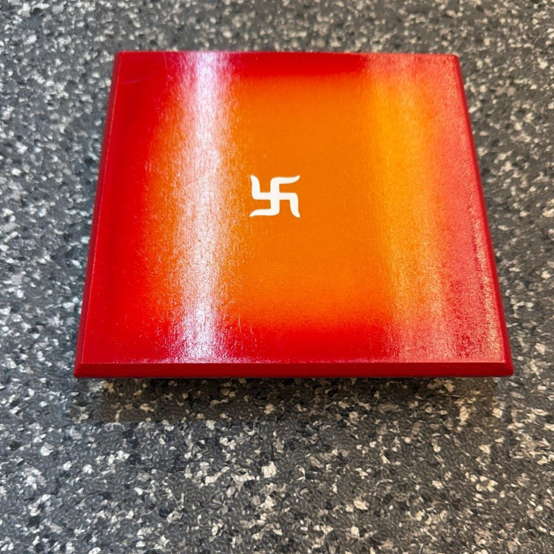 Wooden Red Chowki - 6x6 - ALLI BHAVAN