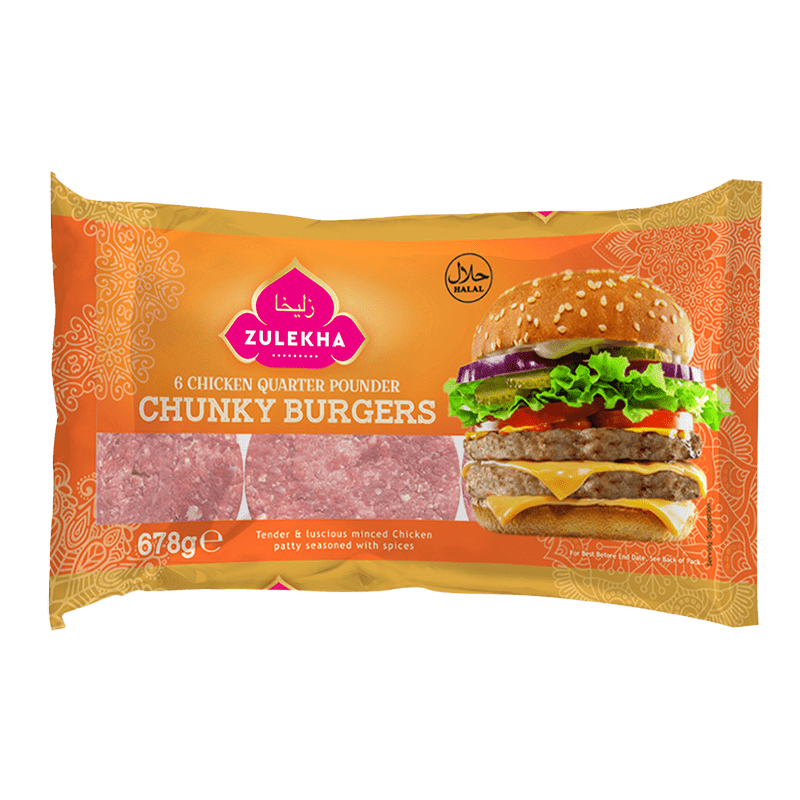 ZULEKHA CHICKEN QUARTER POUNDER BURGERS - 678G - ZULEKHA