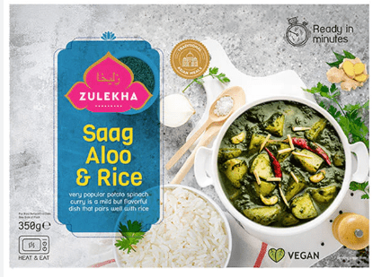 ZULEKHA SAAG ALOO & RICE MEAL - 350G - ZULEKHA