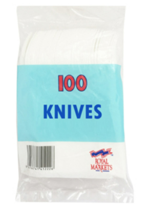 ROYAL MARKETS WHITE KNIVES - 100 KNIVES