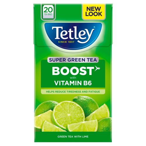 TETLEY SUPER GREEN TEA BOOST LIME TEA BAGS 20S - 40G