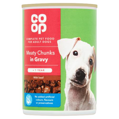 CO OP DOG MEATY CHUNKS IN GRAVY WITH BEEF - 400G