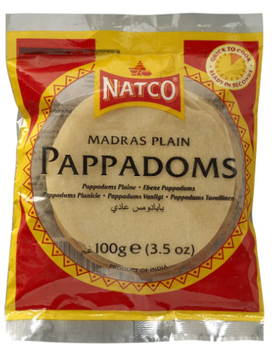 NATCO PAPPADOMS PLAIN MADRAS 3INCH - 100G