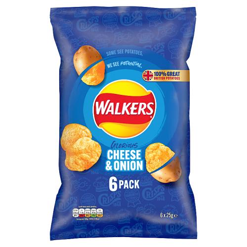 WALKERS CHEESE & ONION 6PK - 25G