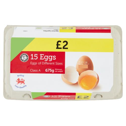 EURO SHOPPER CLASS A 15 EGGS OF DIFFERENT SIZES - 675G