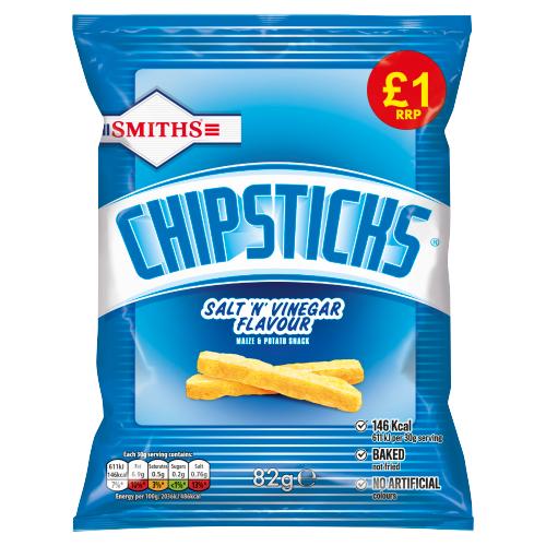 SMITHS CHIPSTICKS SALT N VINEGAR - 82G