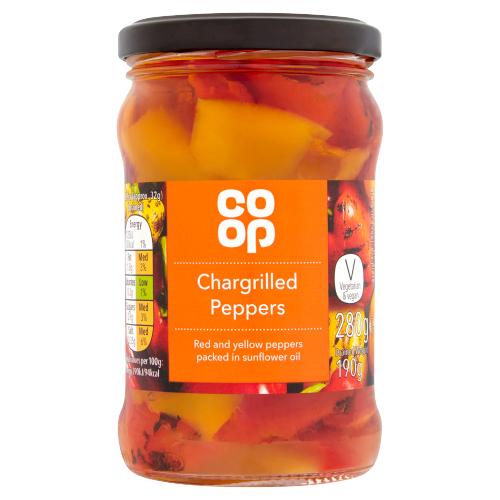 CO OP GRILLED RED YELLOW PEPPERS IN SUNFLOWER OIL - 280G