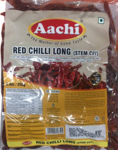 AACHI RED CHILLI WHOLE LONG WITH STEM - 250G