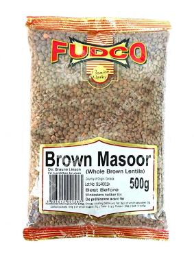 FUDCO WHOLE BROWN LENTILS (BROWN MASOOR) - 500G