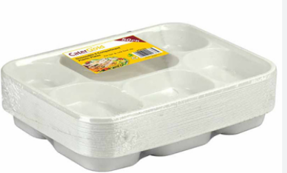 6 COMPARTMENT DISPOSABLE FOOD TRAYS - 50 PACK
