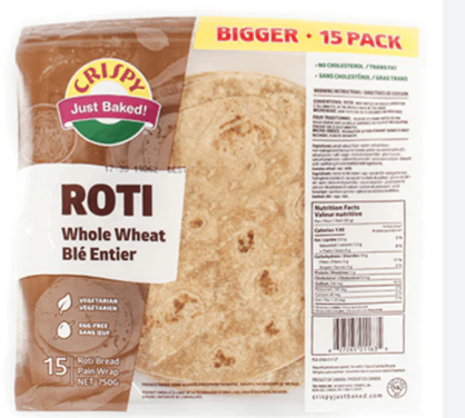 CRISPY JUST BAKED ROTI WHOLE WHEAT - 15 PACK