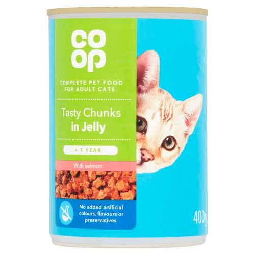CO OP CAT TASTY CHUNKS IN JELLY WITH SALMON - 400G