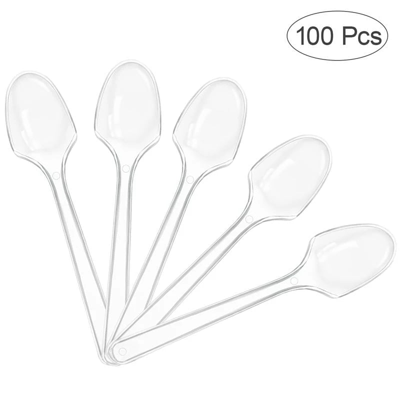 CLEAR TEA SPOONS - 100PIECES