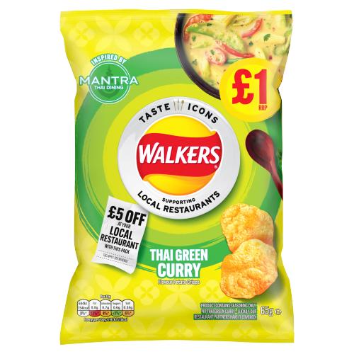WALKERS TASTE ICONS THAI GREEN CURRY - 65G