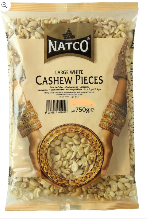 NATCO LARGE WHITE CASHEW PIECES - 750G