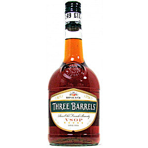 THREE BARRELS RARE OLD FRENCH BRANDY - 70CL