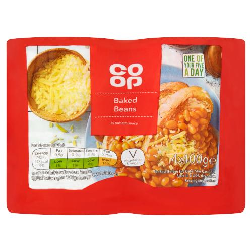 CO OP BAKED BEANS IN TOMATO SAUCE 4PK - 400G