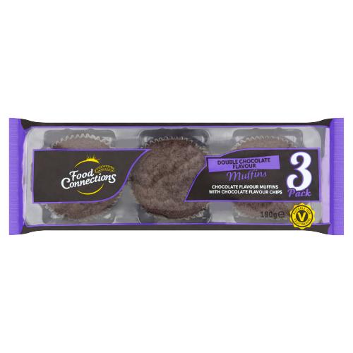 FOOD CONNECTIONS  DBL CHOC MUFFIN 3PK