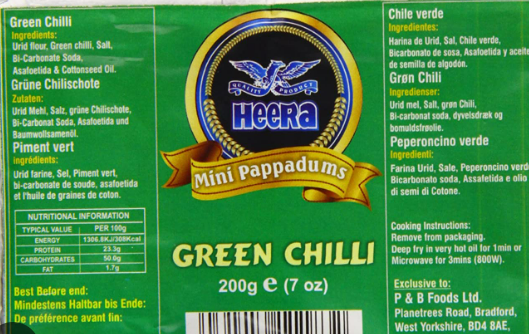 HEERA MINI PAPAD GREEN CHILLI - 200G