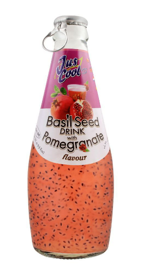 JUS COOL BASIL SEED DRINK WITH POMEGRANATE FLAVOUR - 290ML