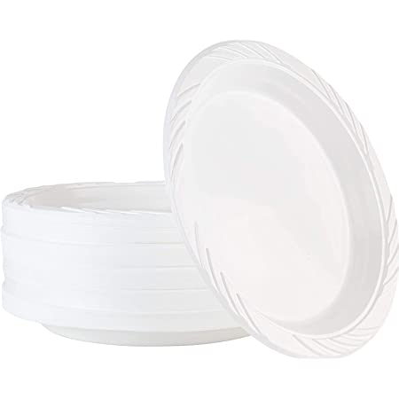 ALLI BHAVAN 10" DEEP WHITE PLASTIC PLATES - 50PACK