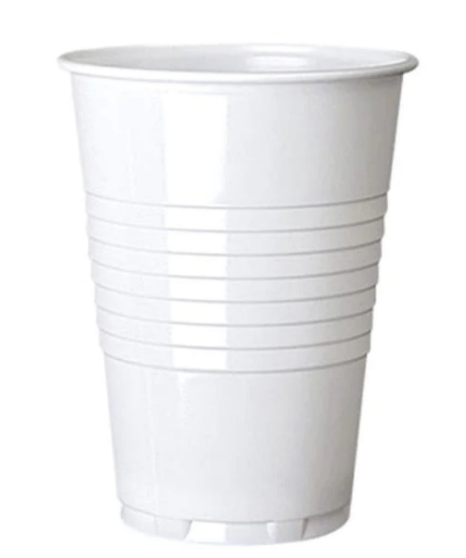 SOMOPLAST 7 OZ PLASTIC WHITE CUPS - 100 PACK